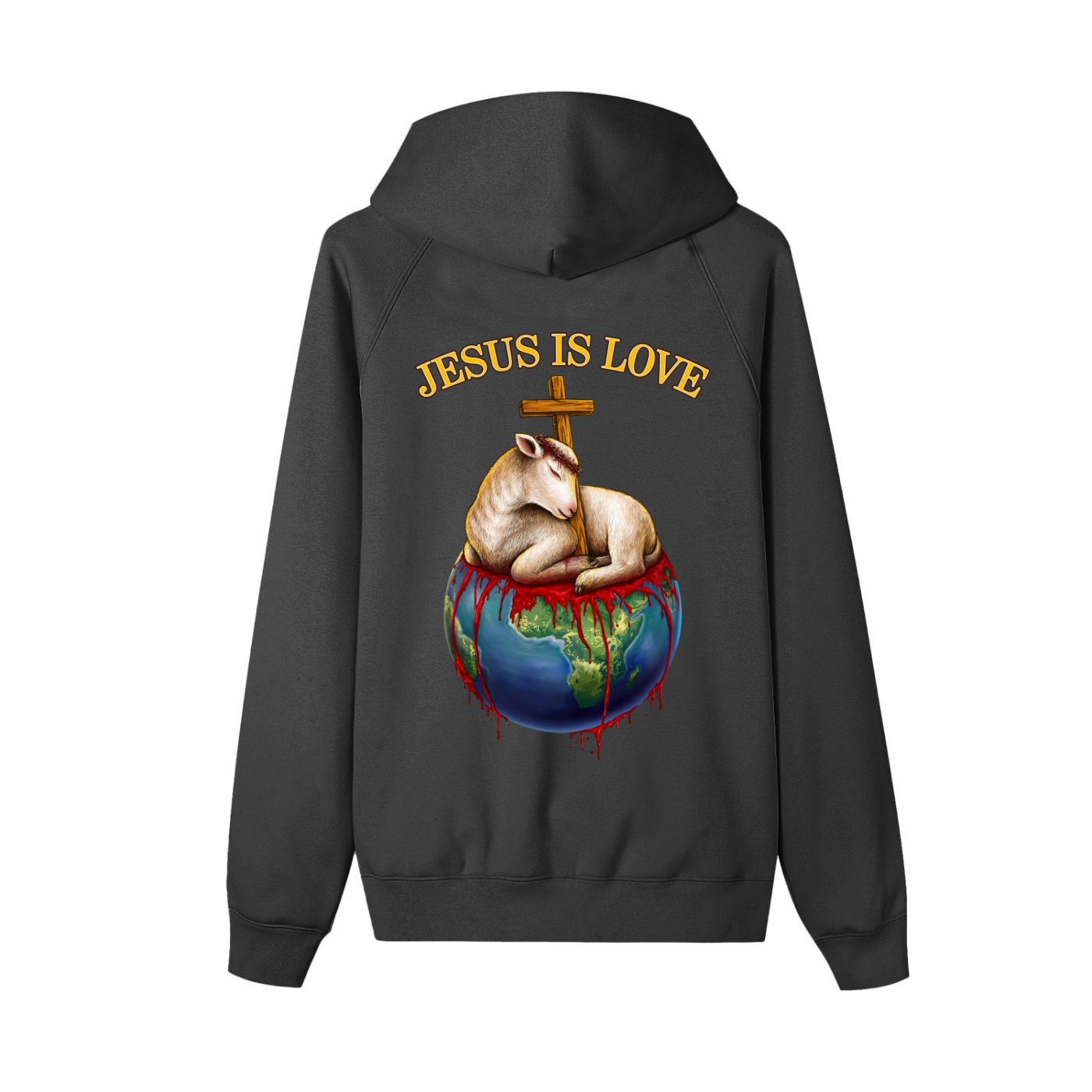 Jesus Is Love Black Zip-Up Fleece Hoodie