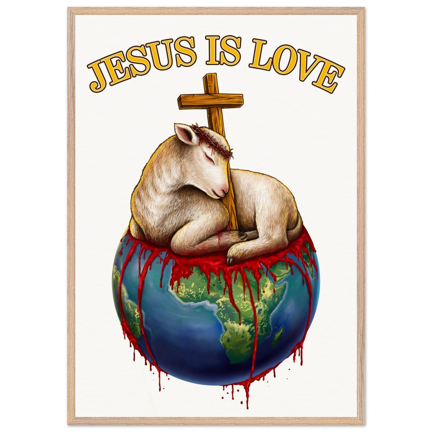 Jesus Is Love Wood Frame Premium Luxury Wooden Framed Poster
