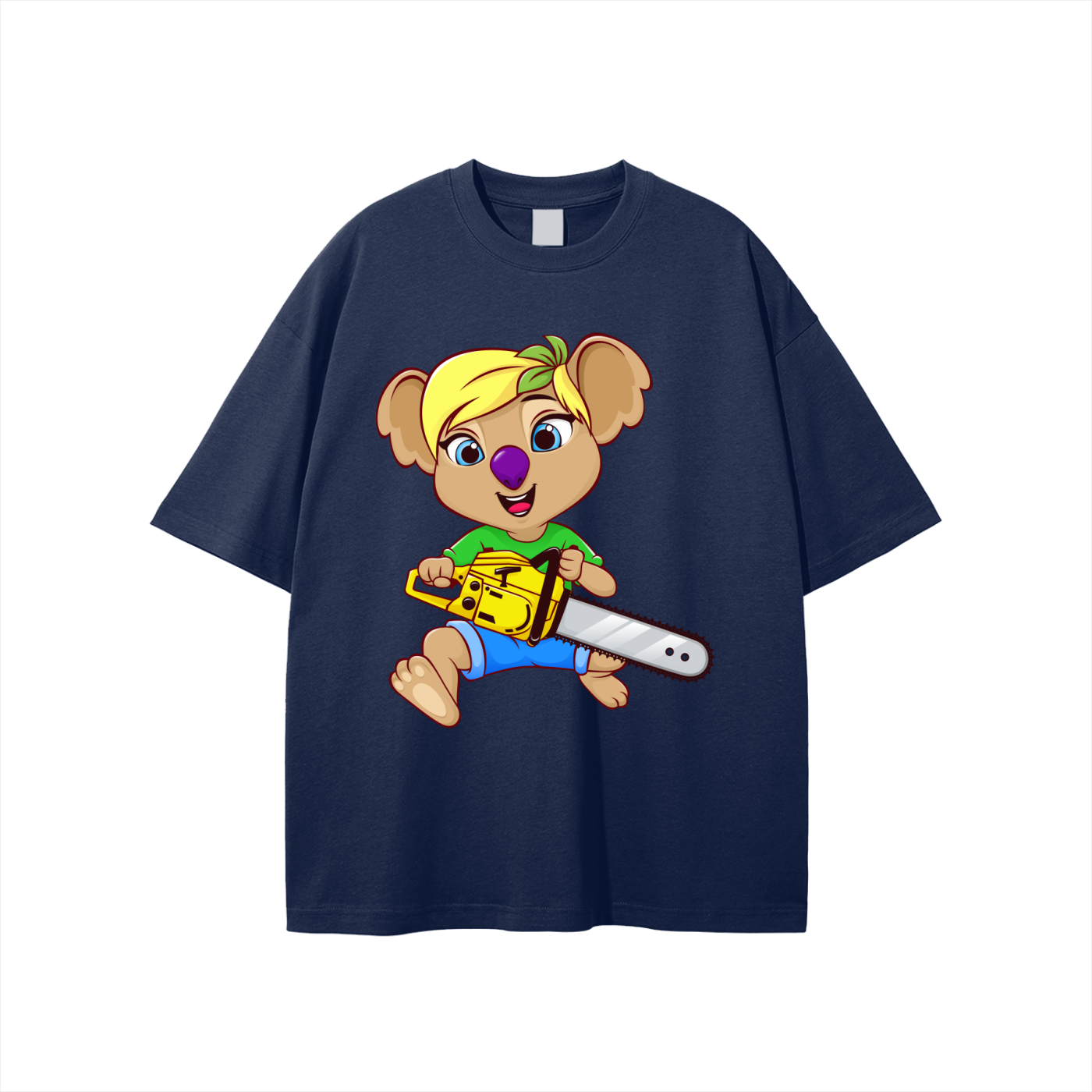 Disney Style Koala Chainsaw Classic Navy Blue Tee