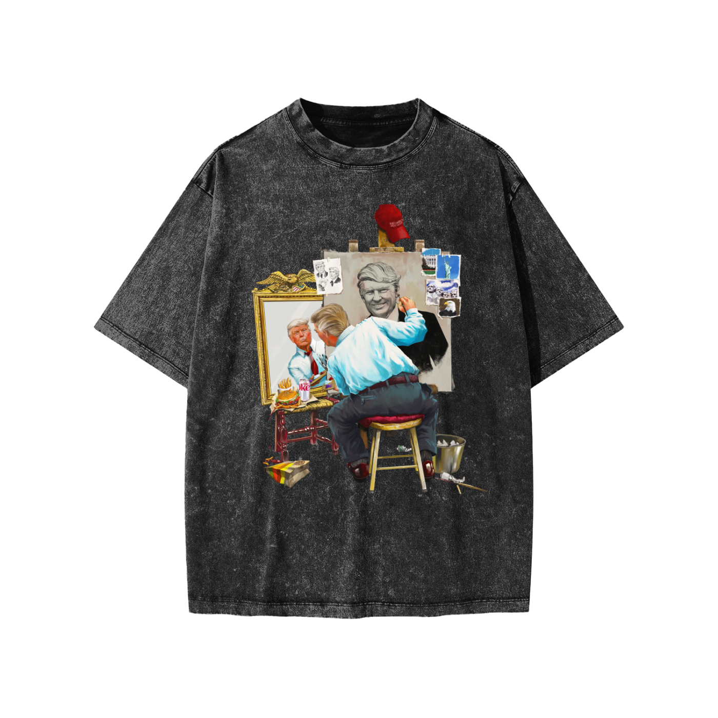 Donald Trump Triple Self Portrait Snow Washed Black Kids' Tee
