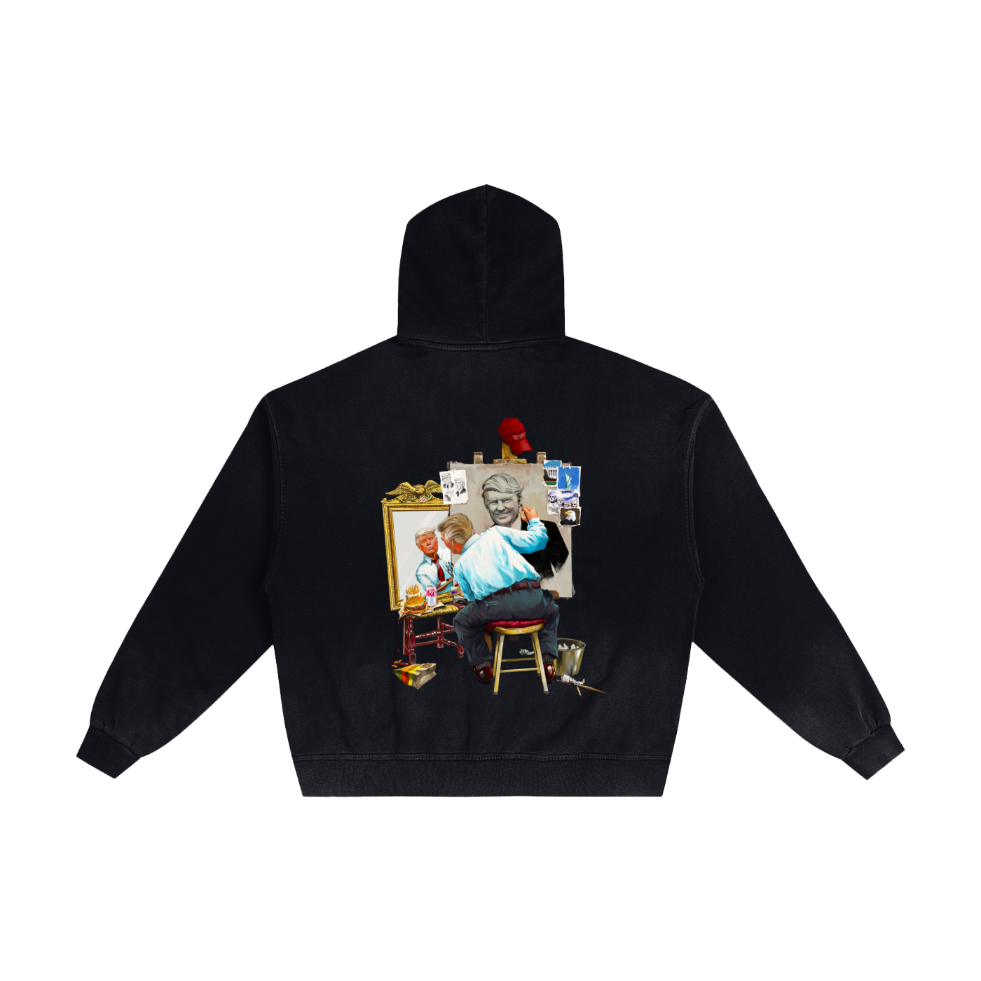 Donald Trump Triple Self Portrait Black Sunfaded Zip-Up Hoodie