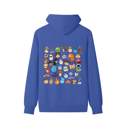 Watercolour Disney Pixar Protagonist Icons Klein Blue Classic Hoodie, Toy Story, A Bug’s Life, Monsters, Inc., Finding Nemo, The Incredibles, Cars, Ratatouille, WALL-E, Up, Brave, Inside Out, The Good Dinosaur, Coco, Onward, Soul, Luca, Turning Red, Elemental, Elio, Hoppers, Gatto