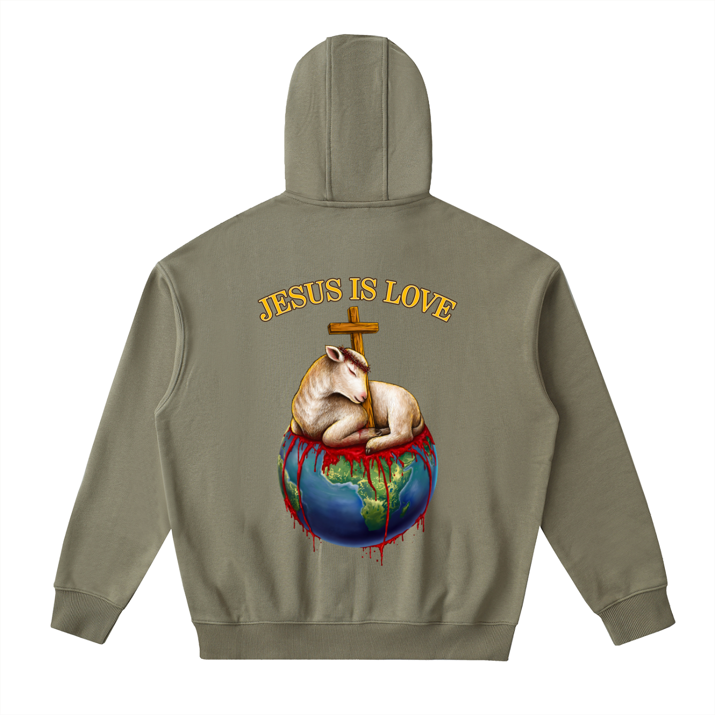 Jesus Is Love Army Green Classic Zip-Up Hoodie