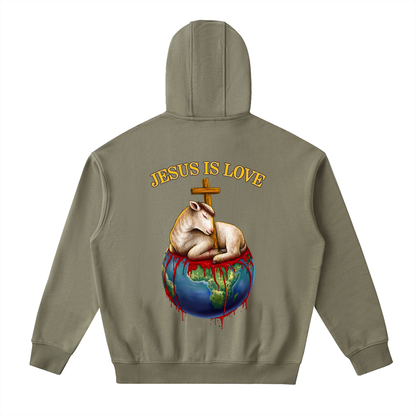 Jesus Is Love Army Green Classic Zip-Up Hoodie