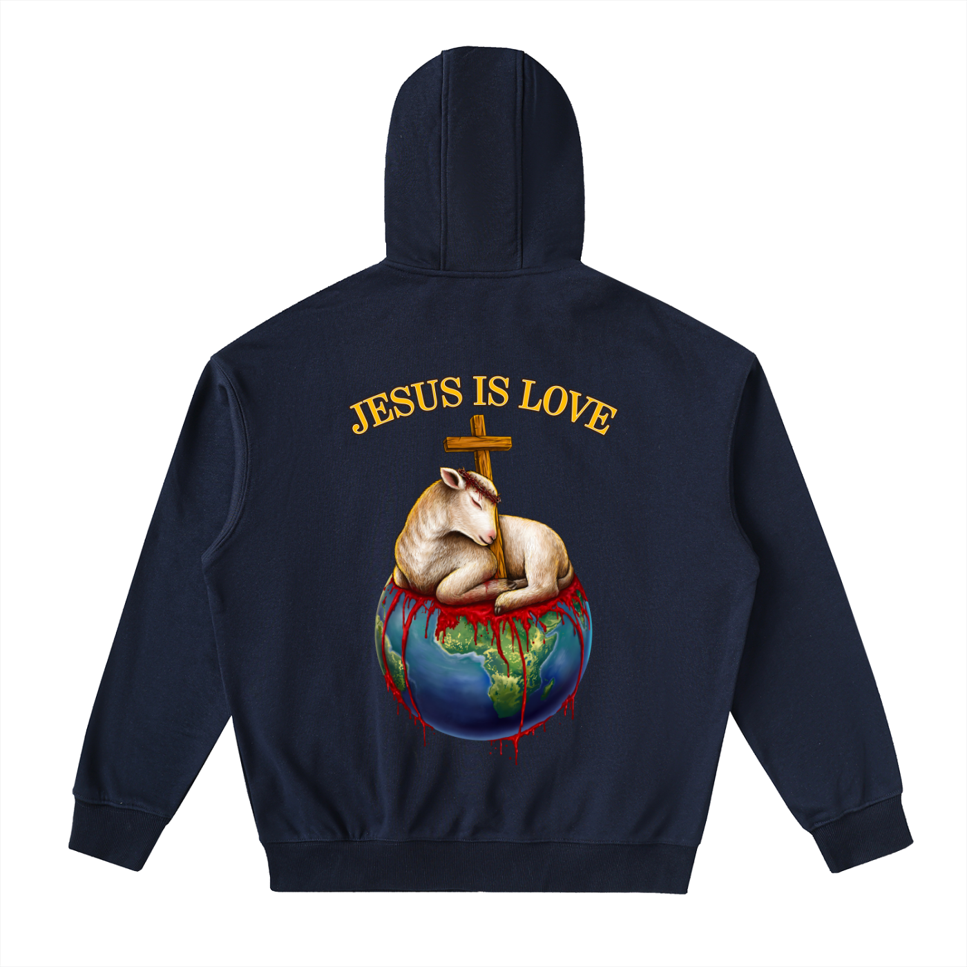 Jesus Is Love Navy Blue Classic Zip-Up Hoodie