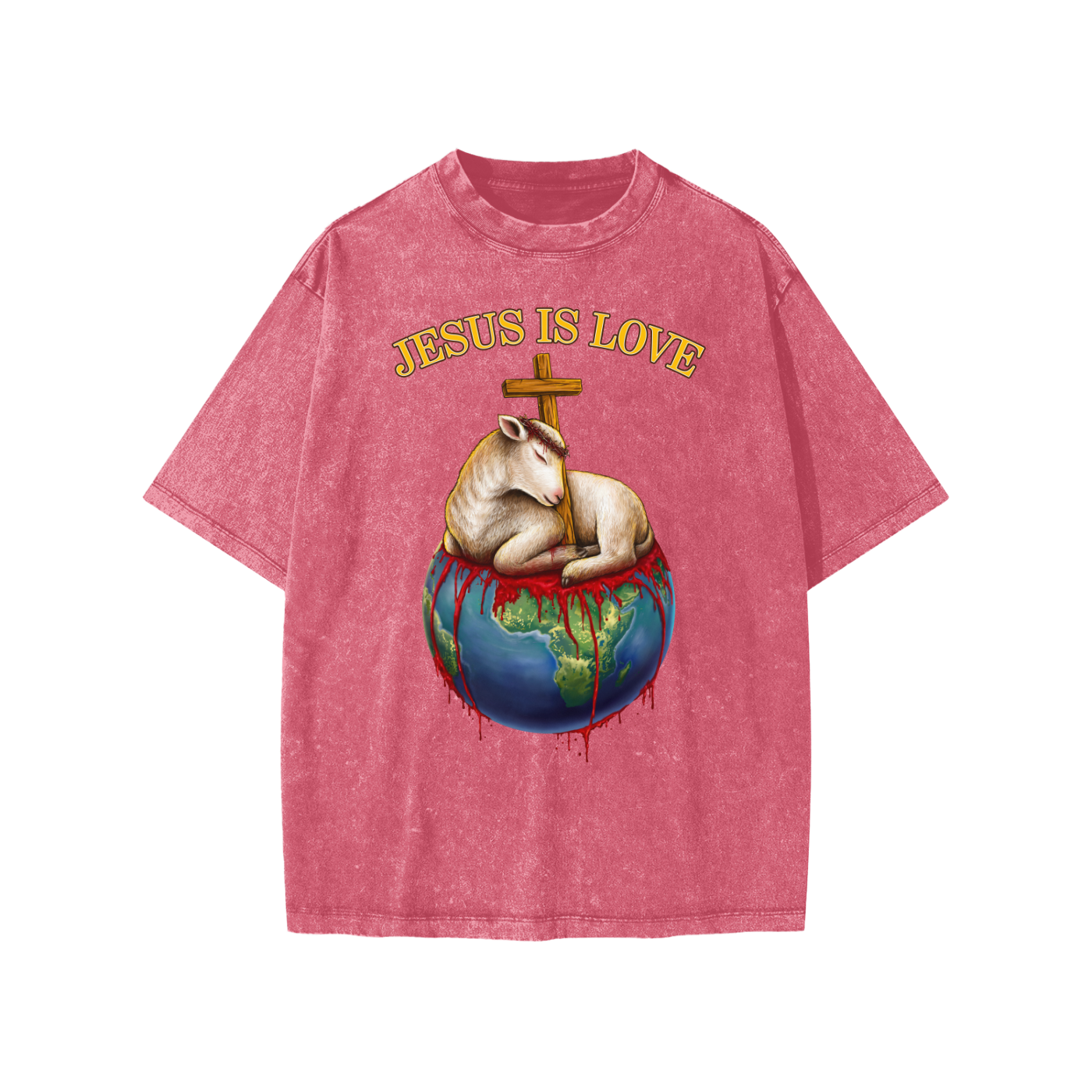 Jesus Is Love Snow Washed Crimson Kids' Tee