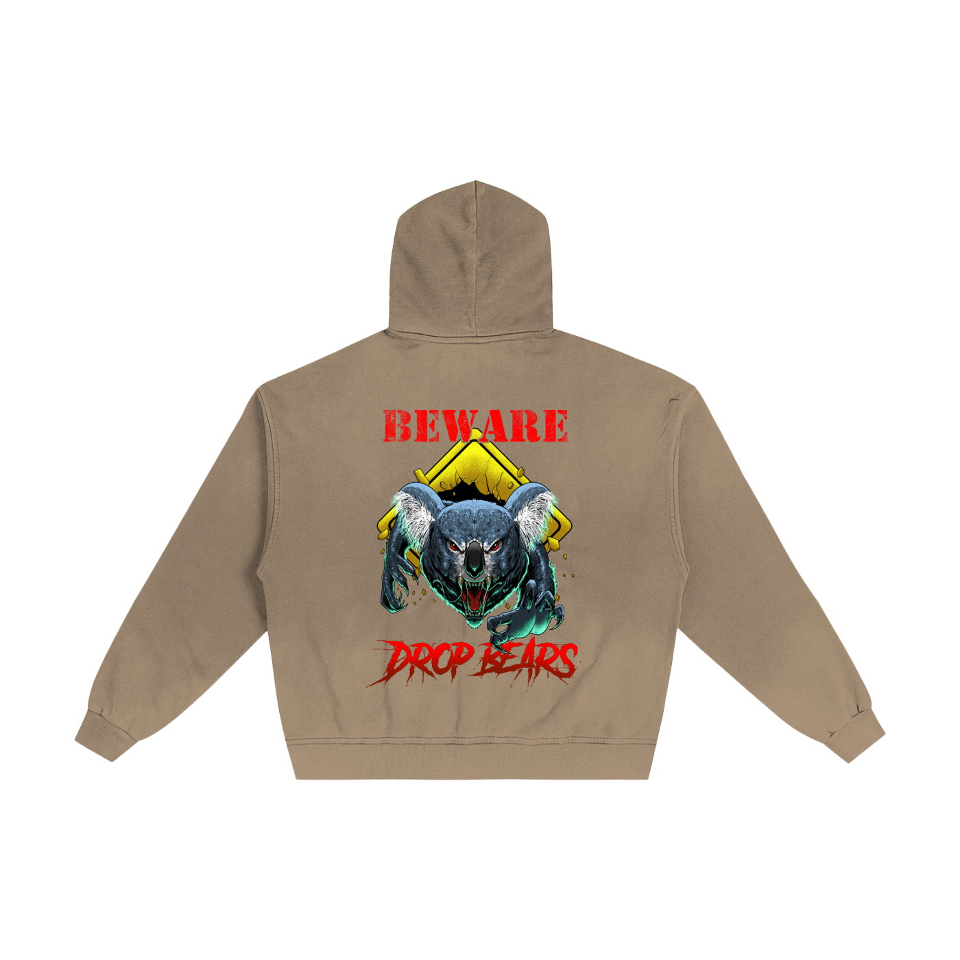 Beware Drop Bear Sand Sunfaded Zip-Up Hoodie