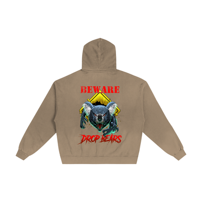 Beware Drop Bear Sand Sunfaded Zip-Up Hoodie