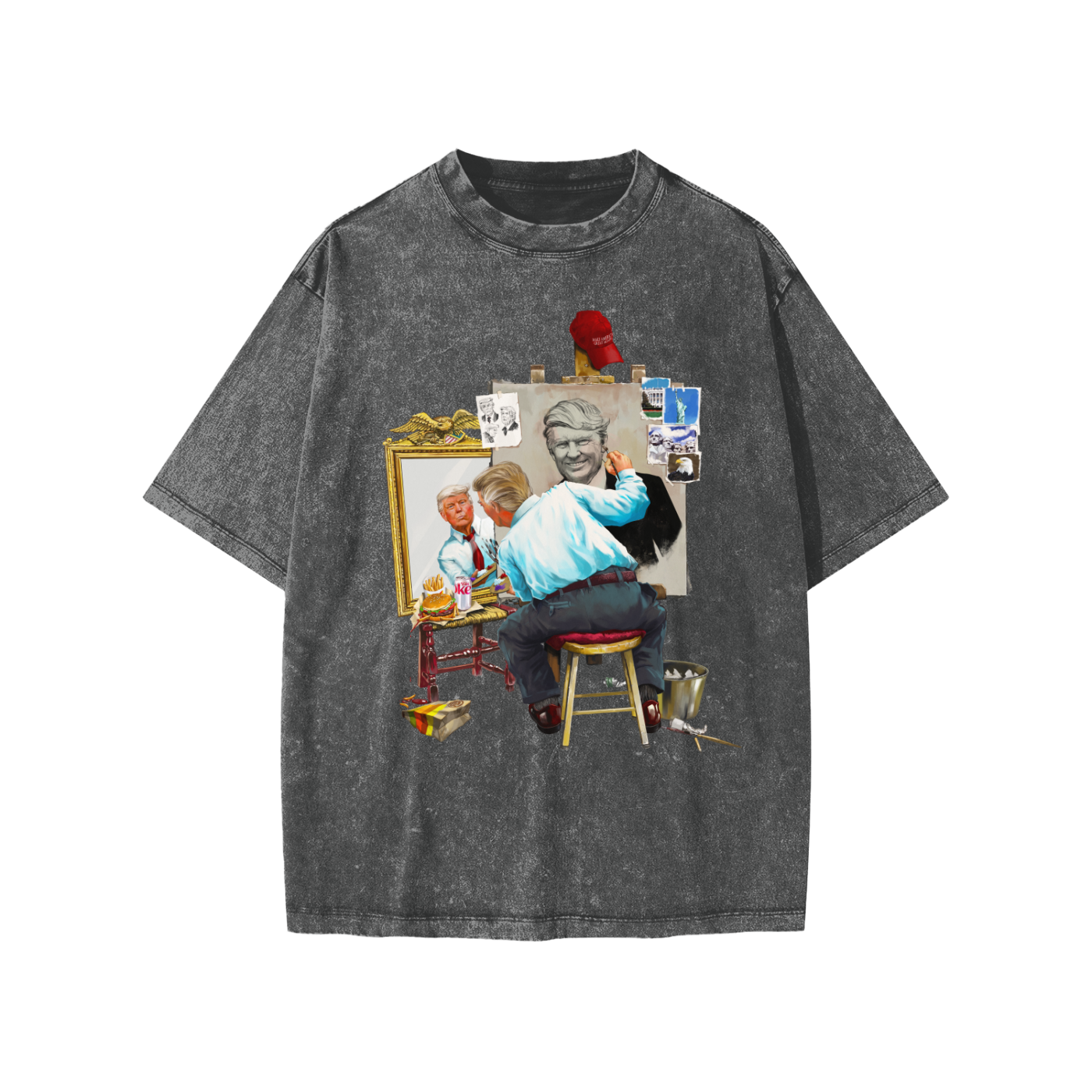 Donald Trump Triple Self Portrait Snow Washed Dark Grey Kids' Tee