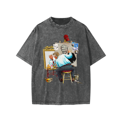 Donald Trump Triple Self Portrait Snow Washed Dark Grey Kids' Tee