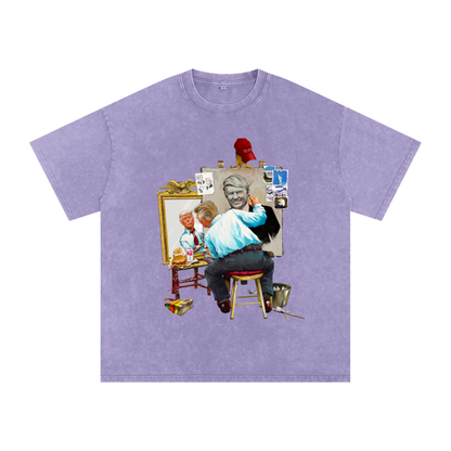 Donald Trump Triple Self Portrait Acid Wash Light Purple Tee