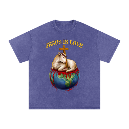 Jesus Is Love Acid Wash Purple Haze Tee