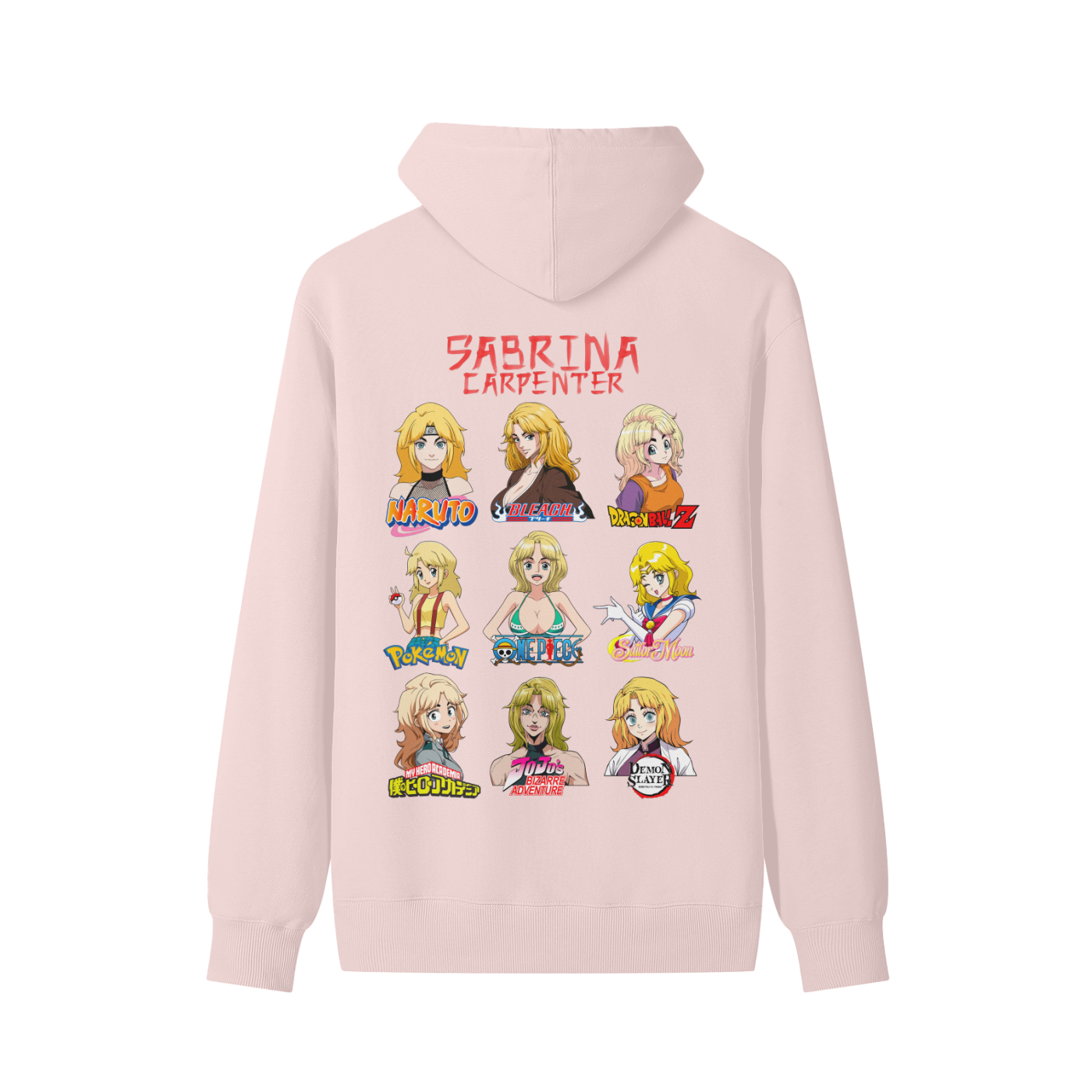 Sabrina Carpenter Anime Art Styles Light Pink Classic Hoodie, Naruto, Bleach, Dragonball Z, Pokémon, One Piece, Sailor Moon, My Hero Academia, Jojo's Bizarre Adventure, Demon Slayer