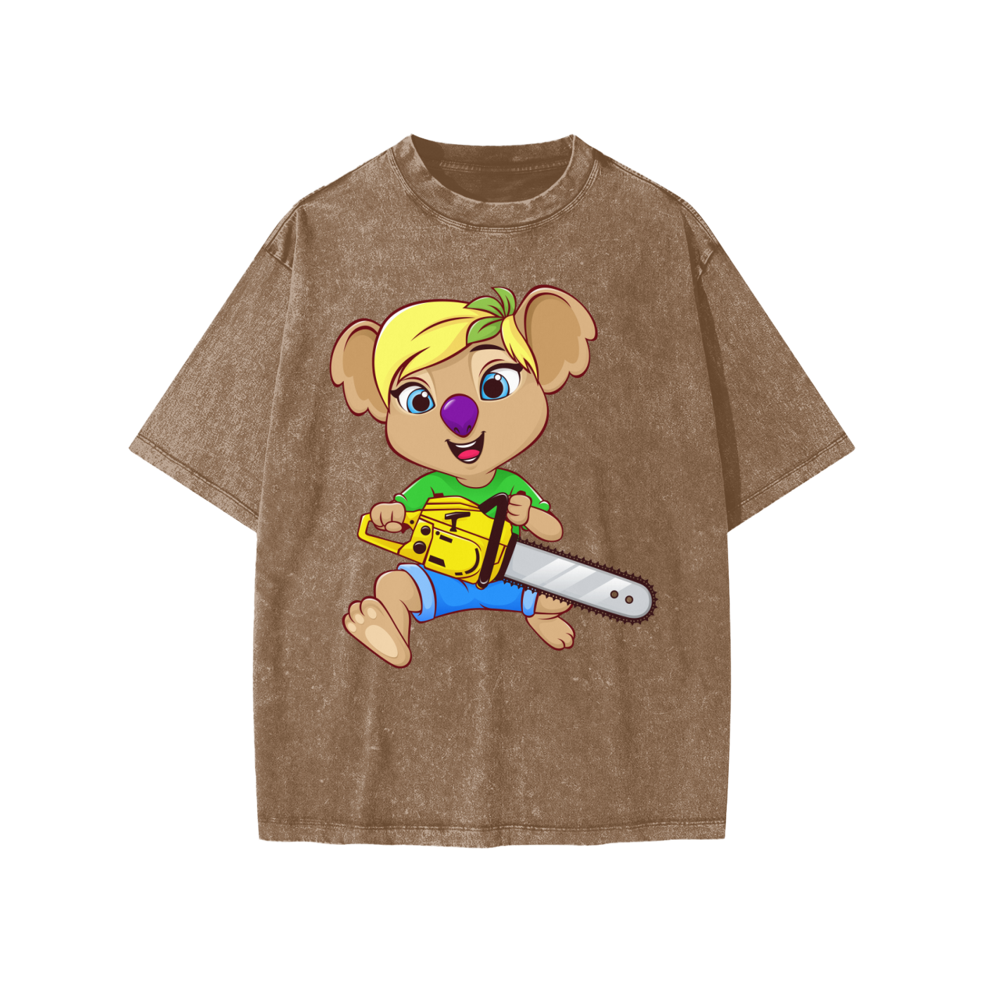 Disney Style Koala Chainsaw Snow Washed Coffee Kids' Tee