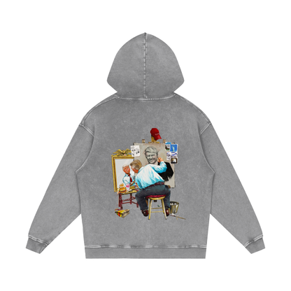 Donald Trump Triple Self Portrait Acid Wash Light Grey Hoodie