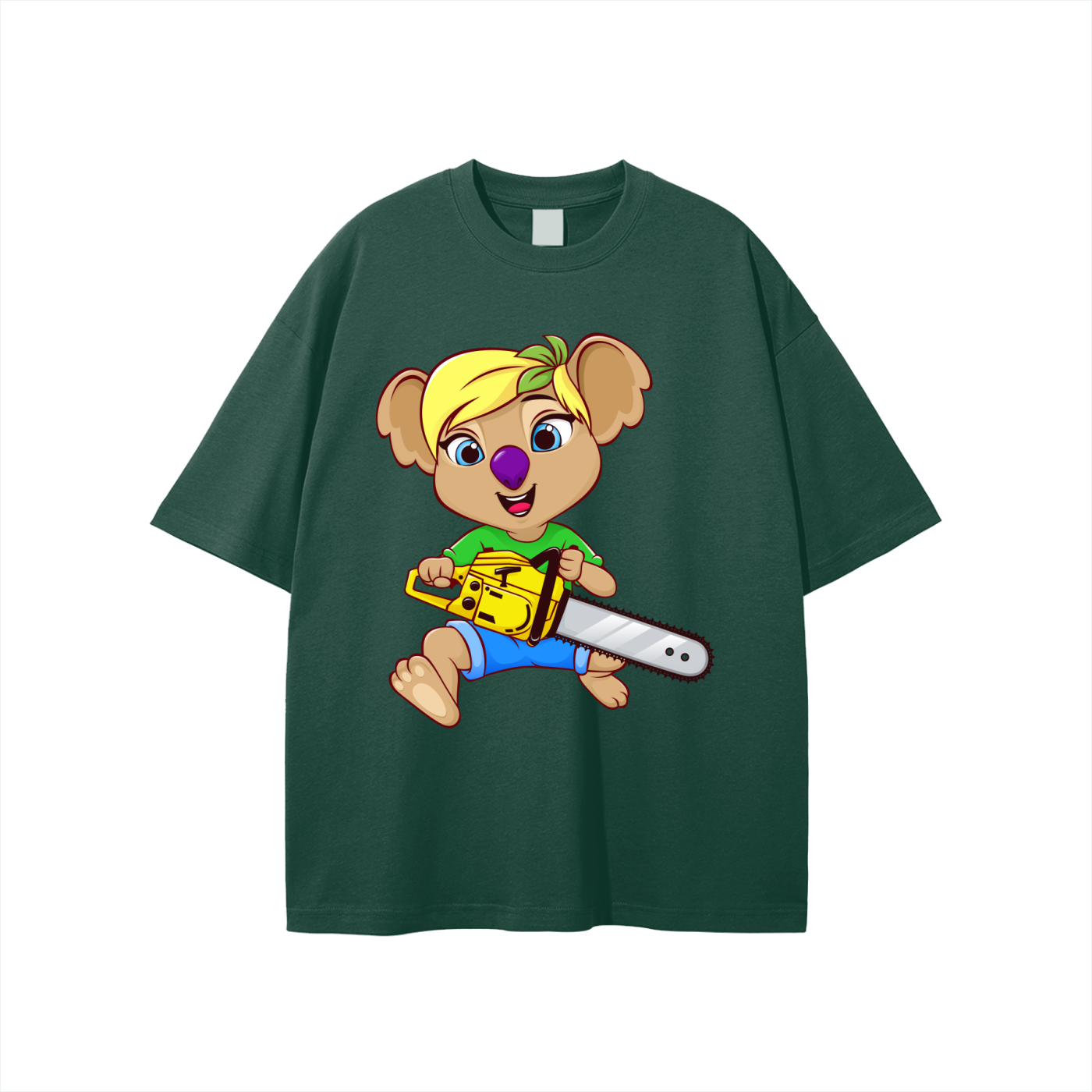Disney Style Koala Chainsaw Classic Forest Green Tee