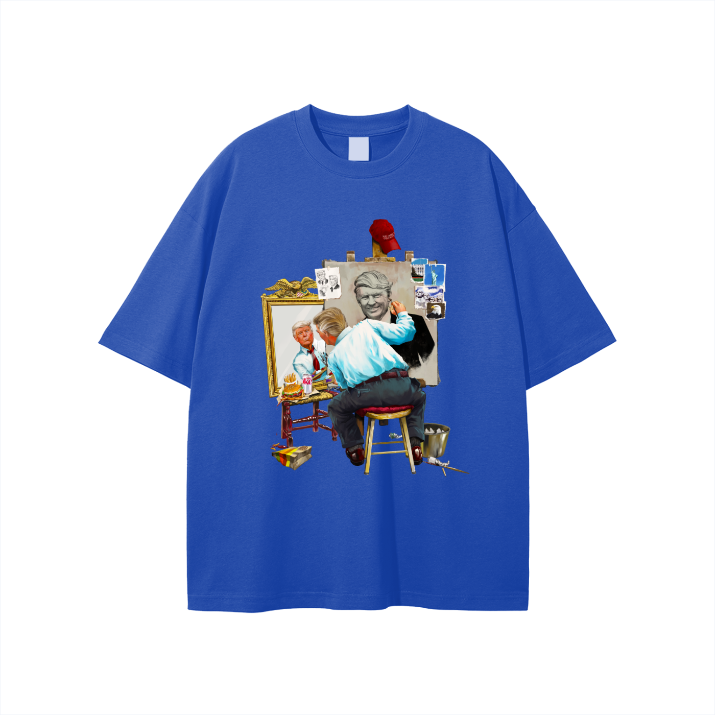Donald Trump Triple Self Portrait Classic Cerulean Blue Tee