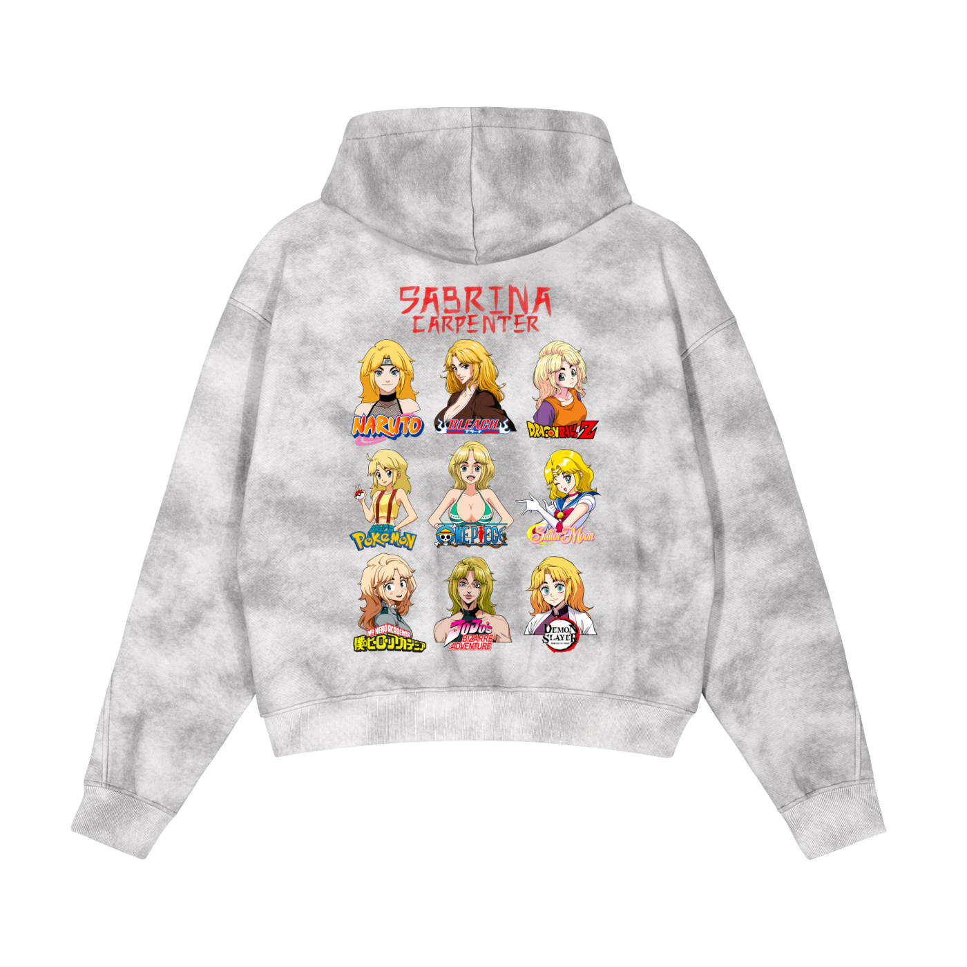 Sabrina Carpenter Anime Art Styles Sage Grey Vintage Washed Zip-Up Fleece Hoodie, Naruto, Bleach, Dragonball Z, Pokémon, One Piece, Sailor Moon, My Hero Academia, Jojo's Bizarre Adventure, Demon Slayer