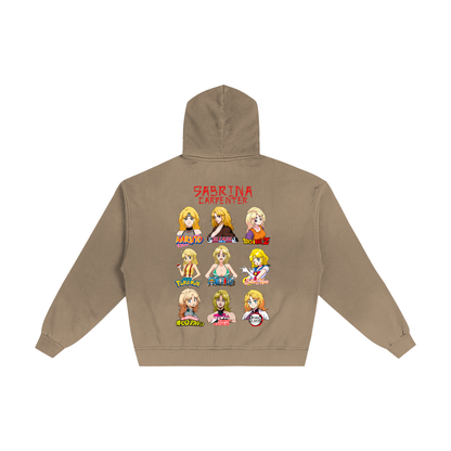 Sabrina Carpenter Anime Art Styles Sand Sunfaded Zip-Up Hoodie, Naruto, Bleach, Dragon Ball Z, Pokémon, One Piece, Sailor Moon, My Hero Academia, Jojo's Bizarre Adventure, Demon Slayer