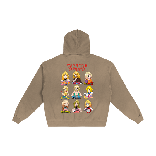 Sabrina Carpenter Anime Art Styles Sand Sunfaded Zip-Up Hoodie, Naruto, Bleach, Dragon Ball Z, Pokémon, One Piece, Sailor Moon, My Hero Academia, Jojo's Bizarre Adventure, Demon Slayer