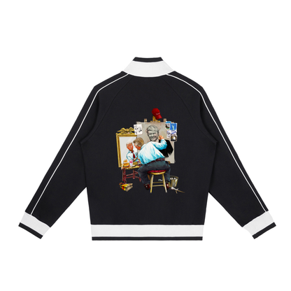 Donald Trump Triple Self Portrait Black Retro Raglan Zip-Up Track Jacket