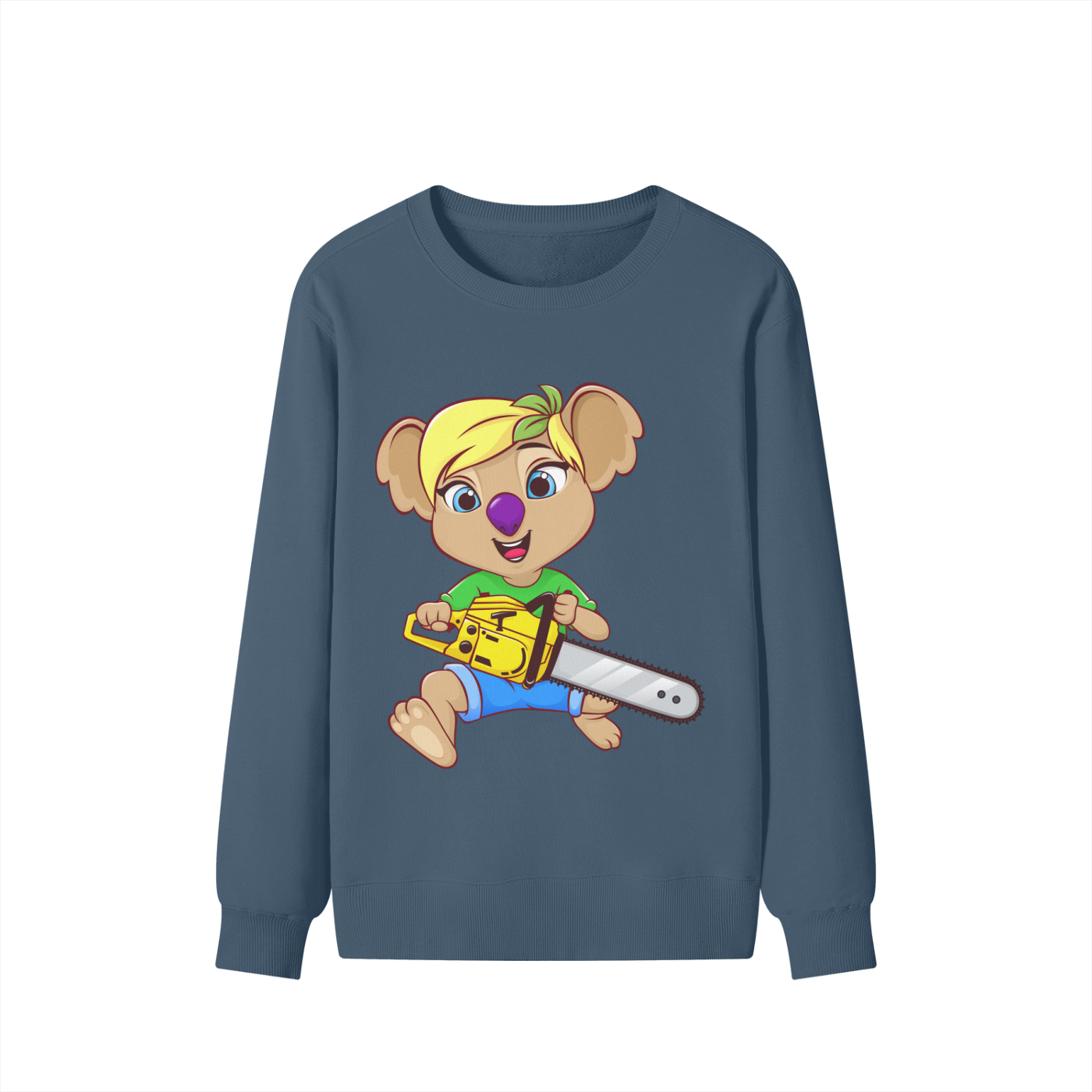 Disney Style Koala Chainsaw Classic Dusty Navy Sweatshirt