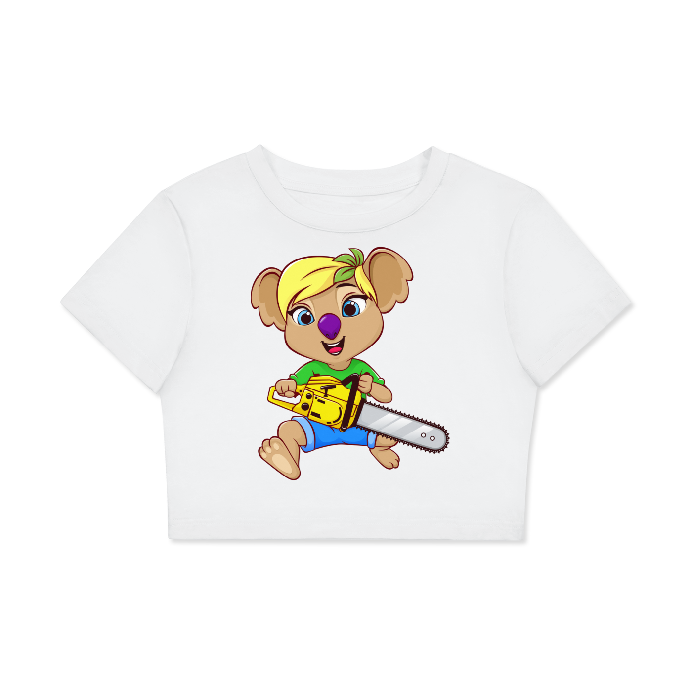 Disney Style Koala Chainsaw White Classic Women’s Crop Top Tee