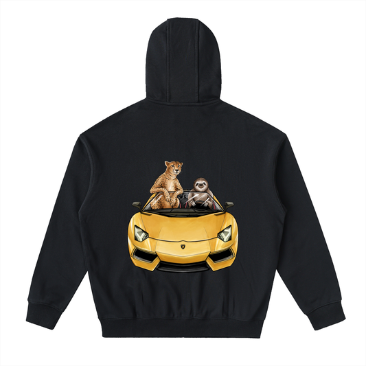 Cheetah & Sloth Lamborghini Aventador Black Classic Zip-Up Hoodie