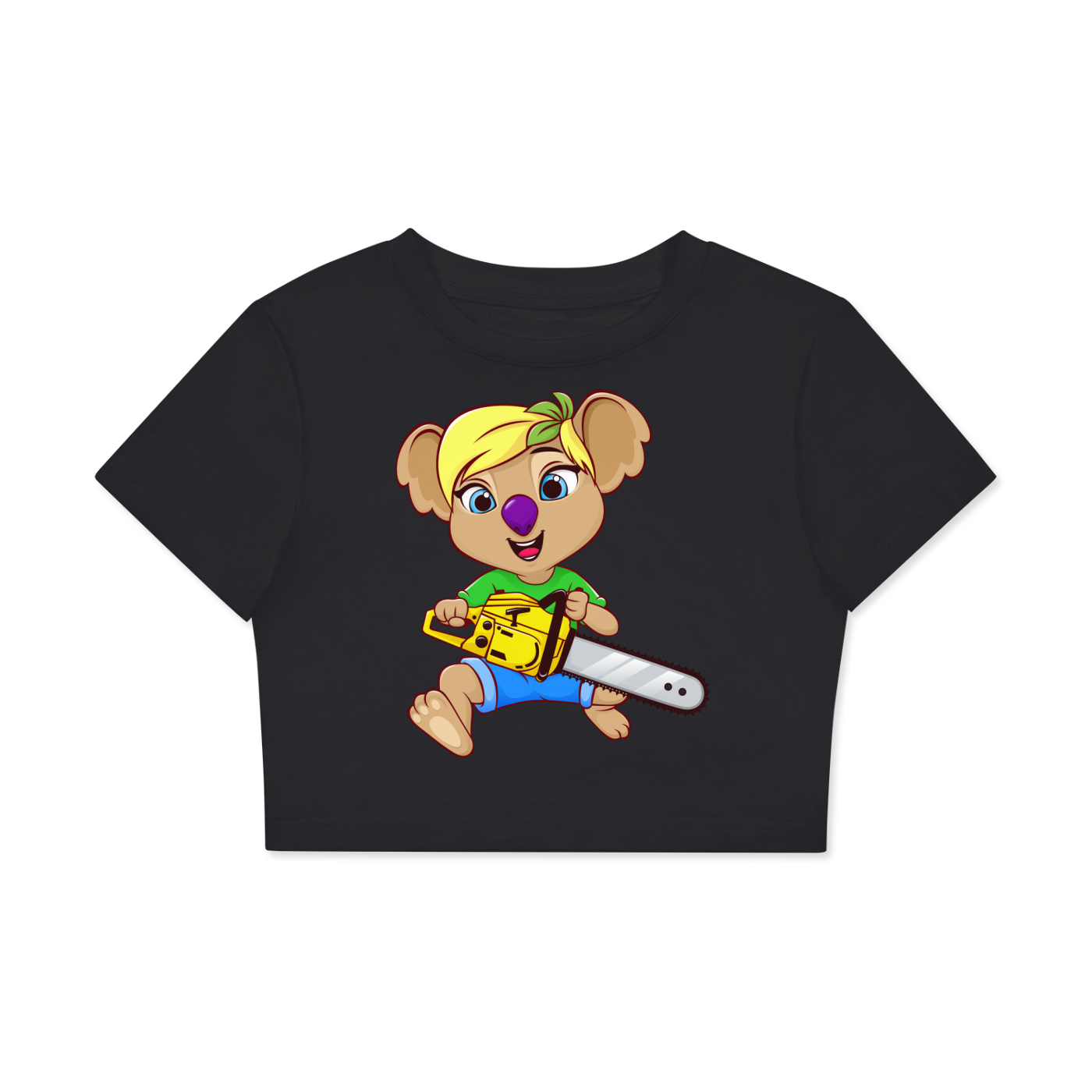 Disney Style Koala Chainsaw Black Classic Women’s Crop Top Tee