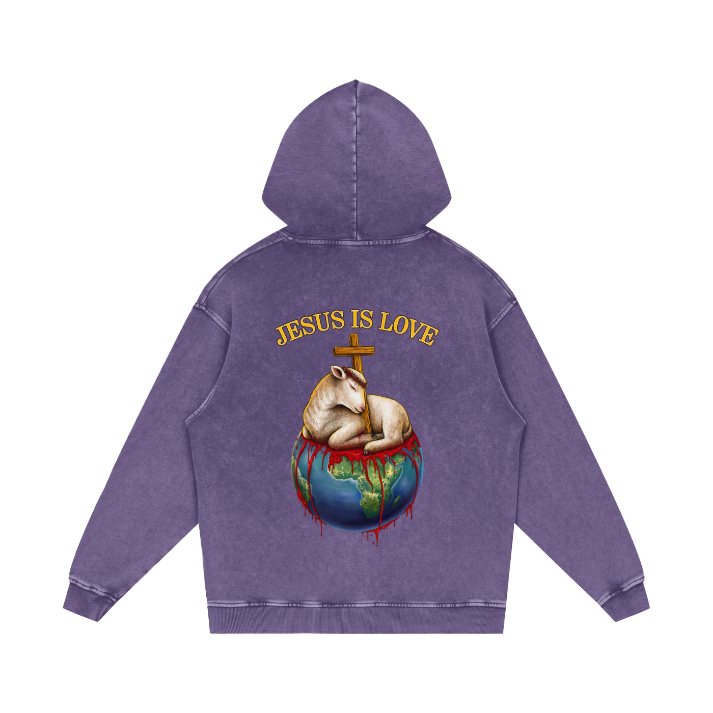 Jesus Is Love Acid Wash Purple Hoodie