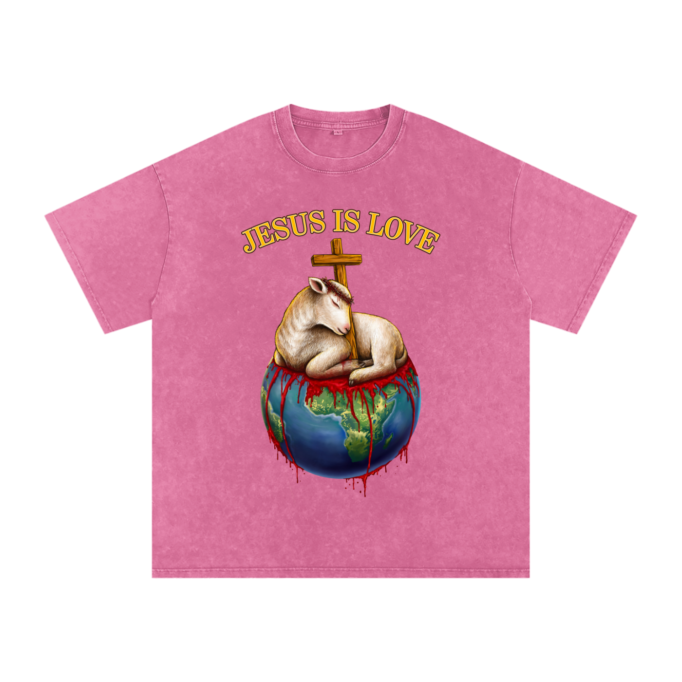 Jesus Is Love Acid Wash Rose Pink Tee
