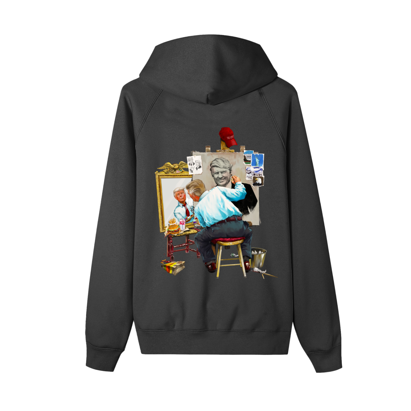 Donald Trump Triple Self Portrait Black Zip-Up Fleece Hoodie