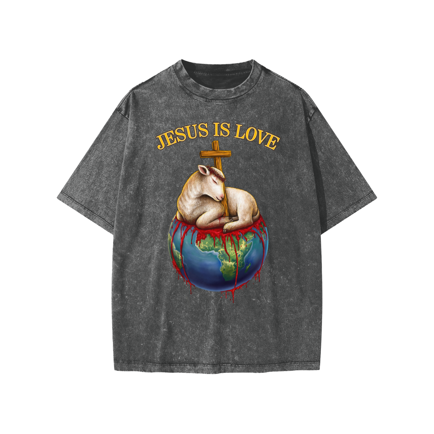 Jesus Is Love Snow Washed Dark Grey Kids' Tee