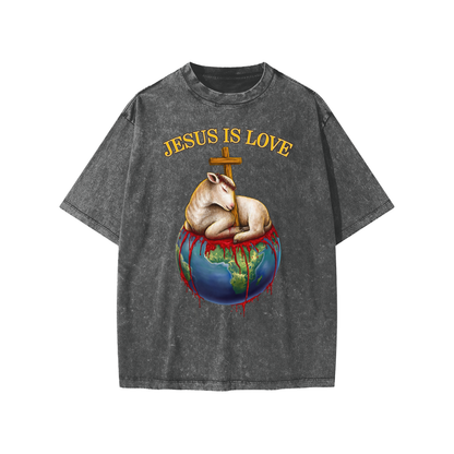 Jesus Is Love Snow Washed Dark Grey Kids' Tee