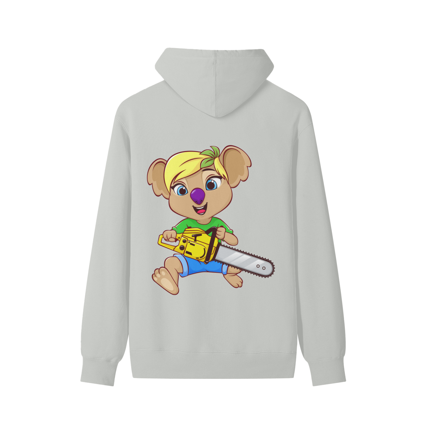 Disney Style Koala Chainsaw Classic Sage Grey Hoodie