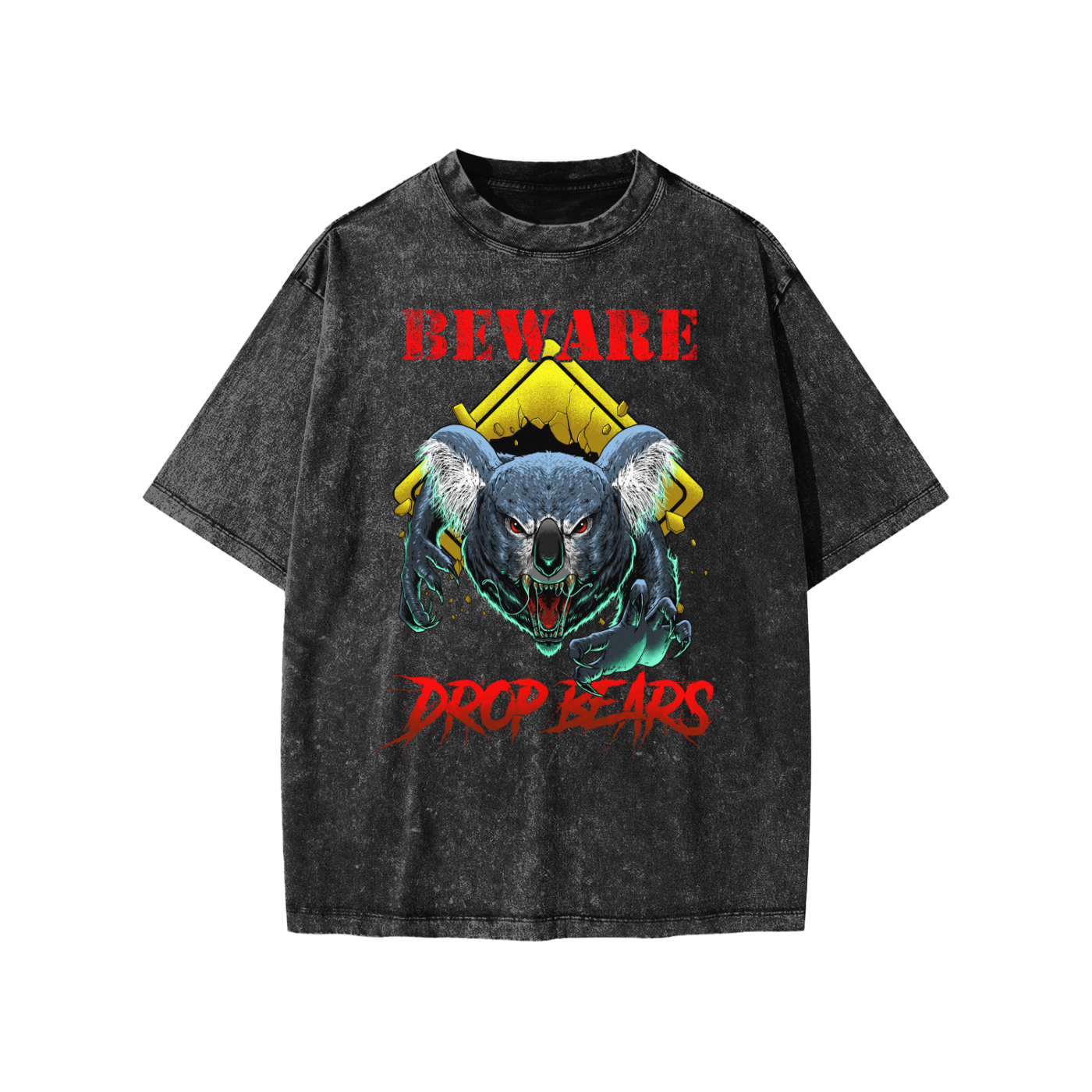 Beware Drop Bear Snow Washed Black Kids' Tee