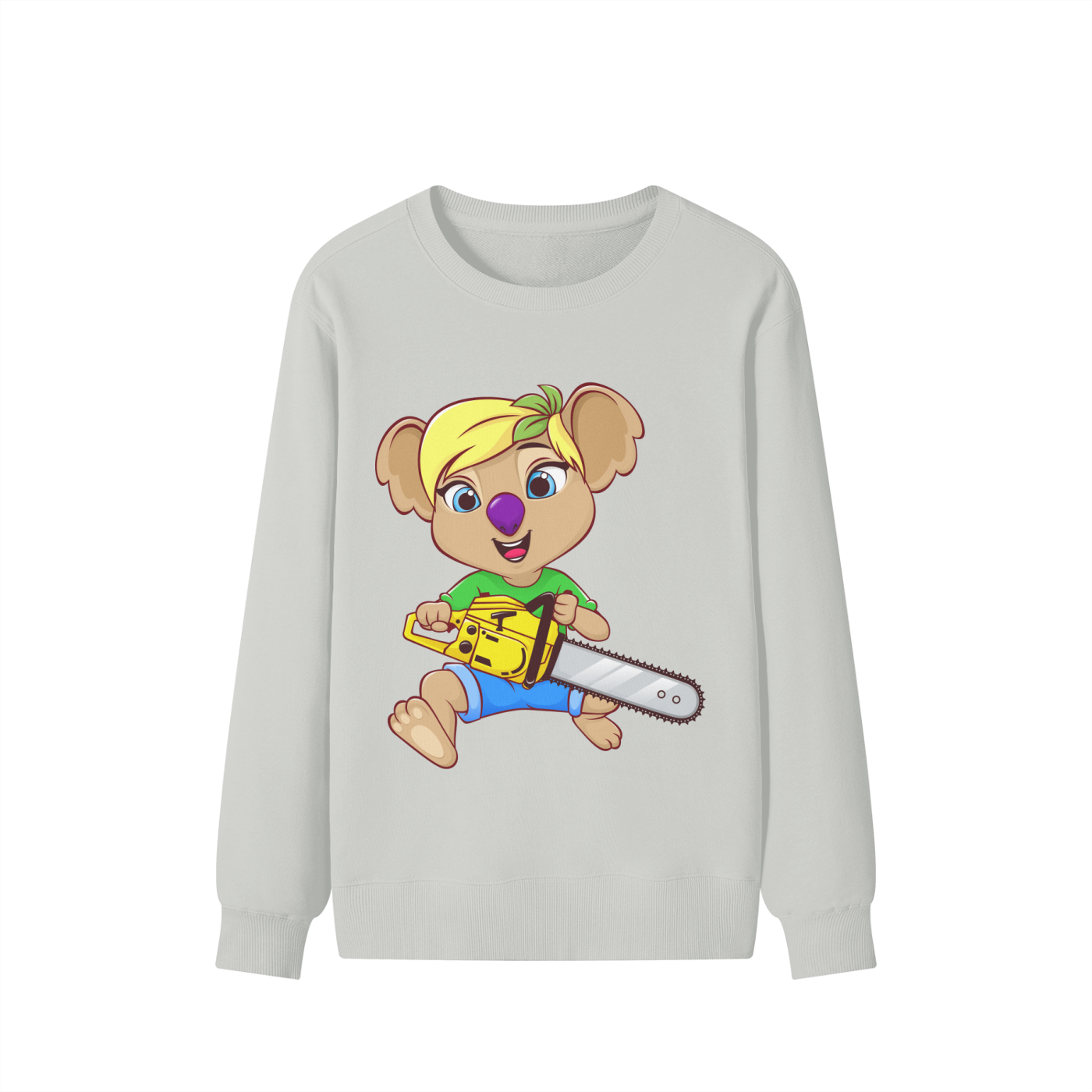 Disney Style Koala Chainsaw Classic Sage Grey Sweatshirt
