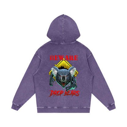 Beware Drop Bear Acid Wash Purple Hoodie