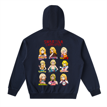 Sabrina Carpenter Anime Art Styles Navy Blue Classic Zip-Up Hoodie, Naruto, Bleach, Dragonball Z, Pokémon, One Piece, Sailor Moon, My Hero Academia, Jojo's Bizarre Adventure, Demon Slayer