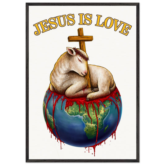 Jesus Is Love Black Frame Premium Luxury Wooden Framed Poster
