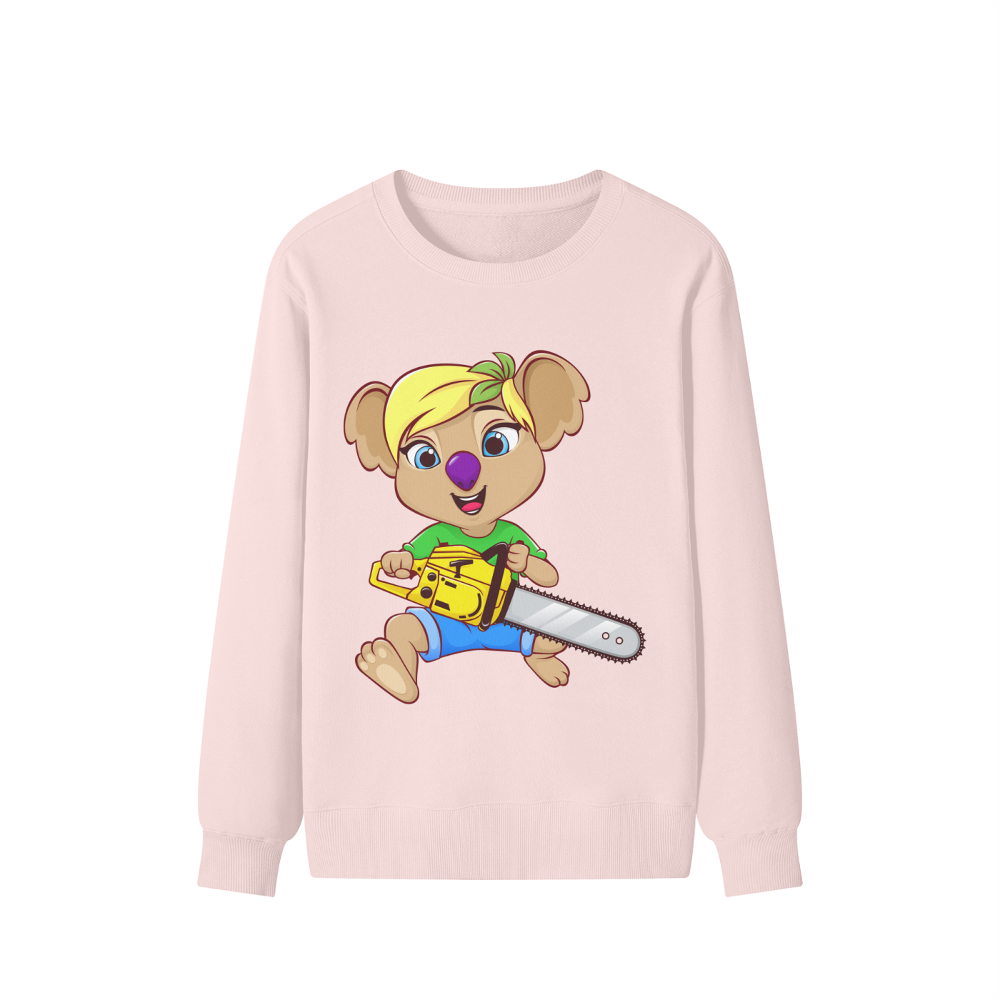 Disney Style Koala Chainsaw Classic Light Pink Sweatshirt