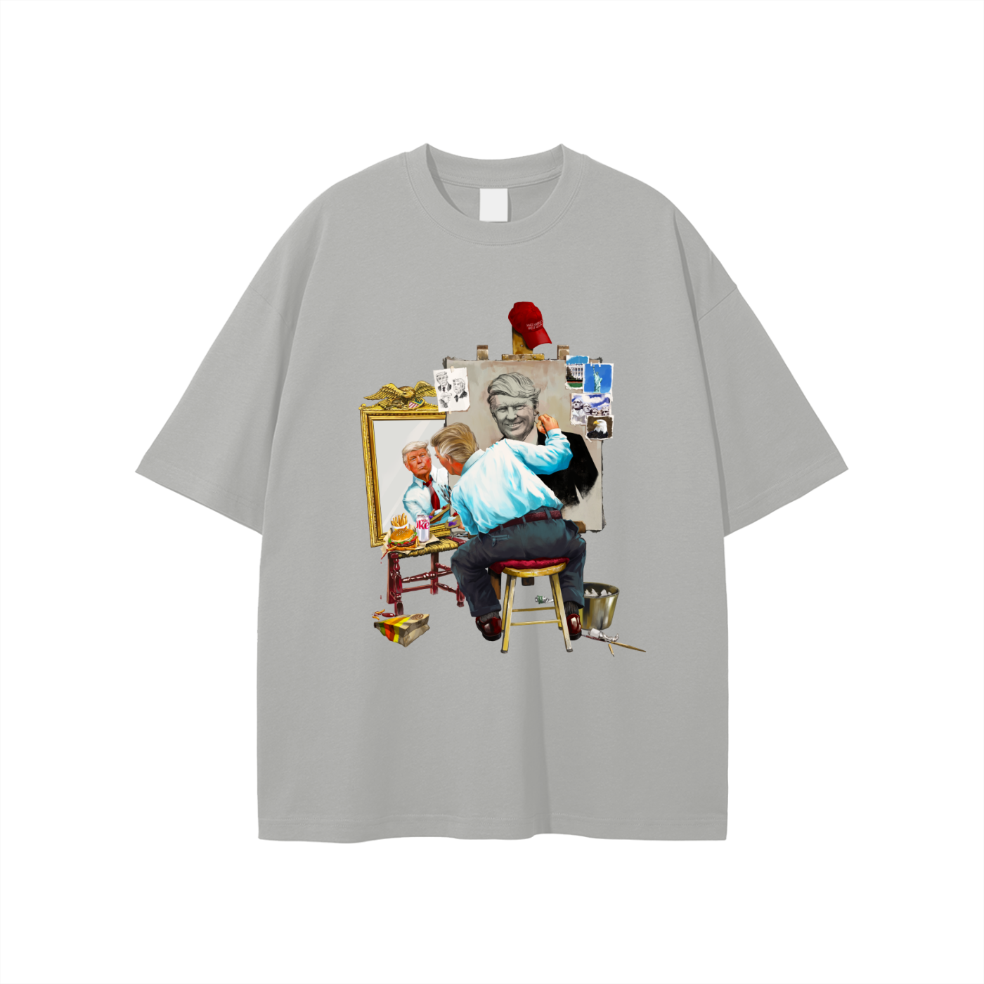 Donald Trump Triple Self Portrait Classic Light Grey Tee