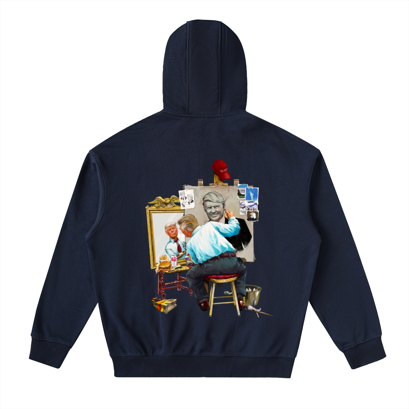 Donald Trump Triple Self Portrait Navy Blue Classic Zip-Up Hoodie