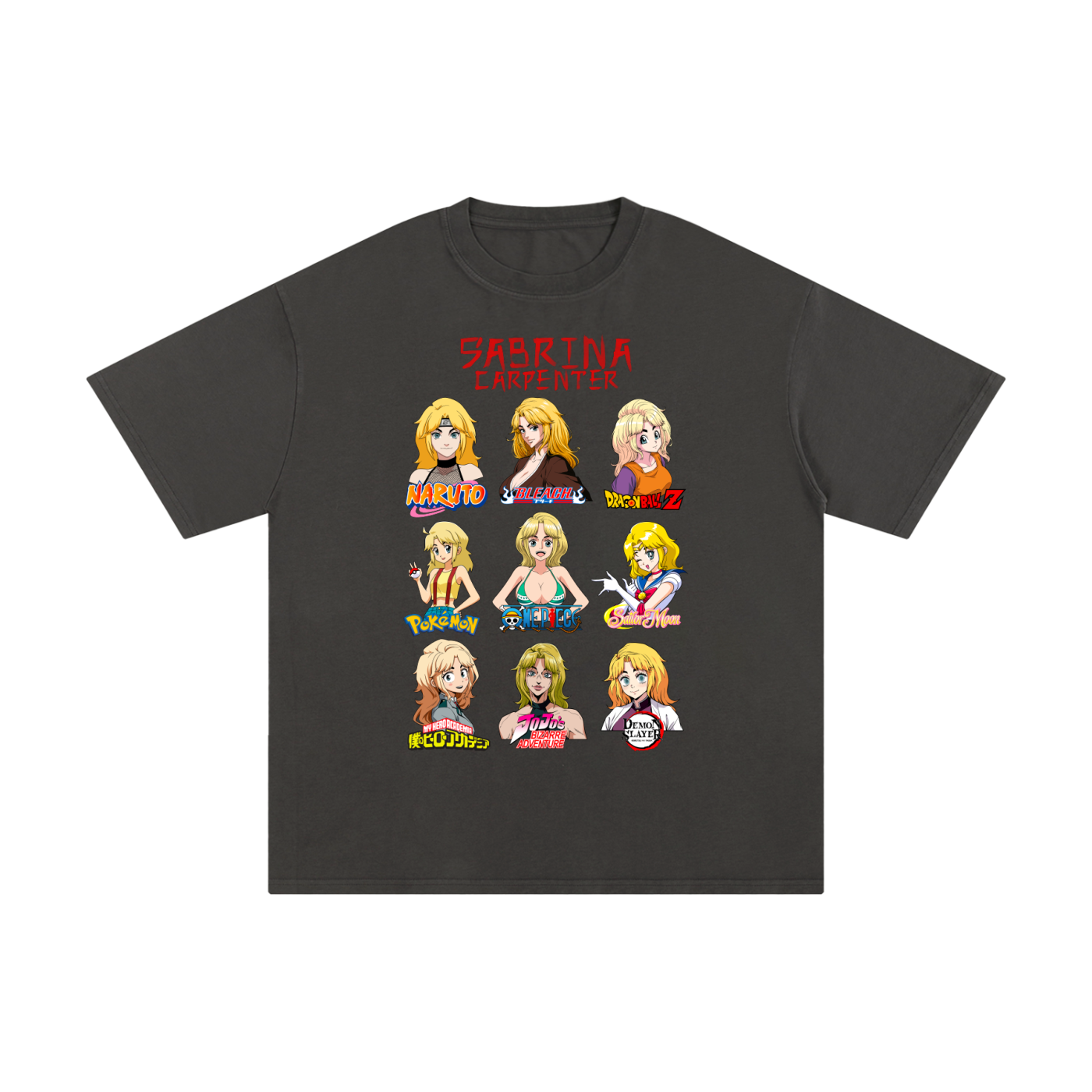 Sabrina Carpenter Anime Art Styles Dark Slate Grey Classic Tee, Naruto, Bleach, Dragonball Z, Pokémon, One Piece, Sailor Moon, My Hero Academia, Jojo's Bizarre Adventure, Demon Slayer