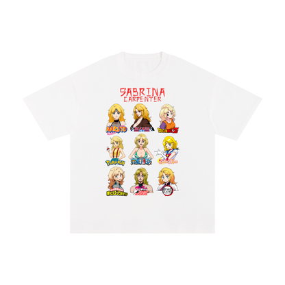 Sabrina Carpenter Anime Art Styles White Classic Tee, Naruto, Bleach, Dragonball Z, Pokémon, One Piece, Sailor Moon, My Hero Academia, Jojo's Bizarre Adventure, Demon Slayer