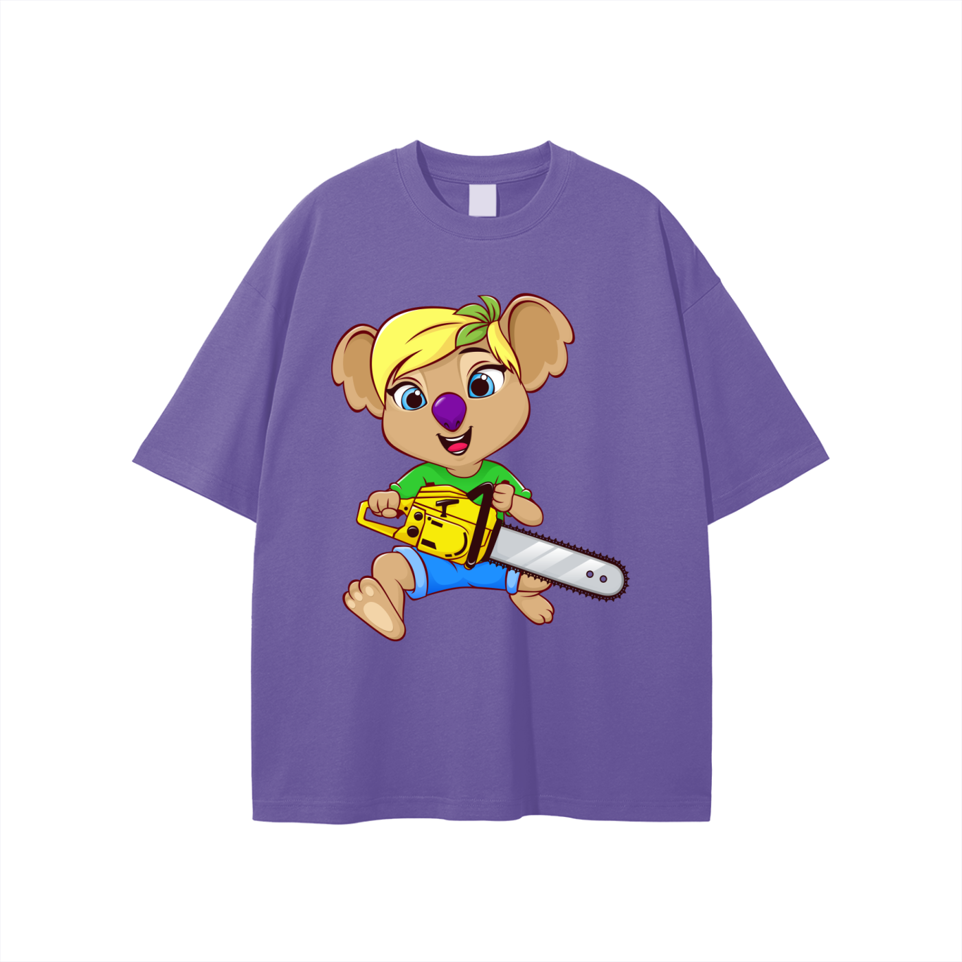 Disney Style Koala Chainsaw Paris Purple Tee