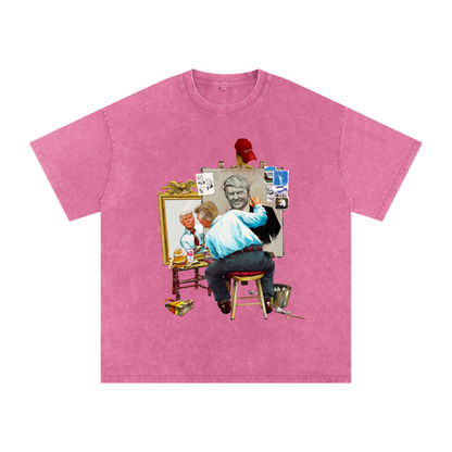 Donald Trump Triple Self Portrait Acid Wash Rose Pink Tee