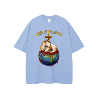 Jesus Is Love Classic Light Steel Blue Tee