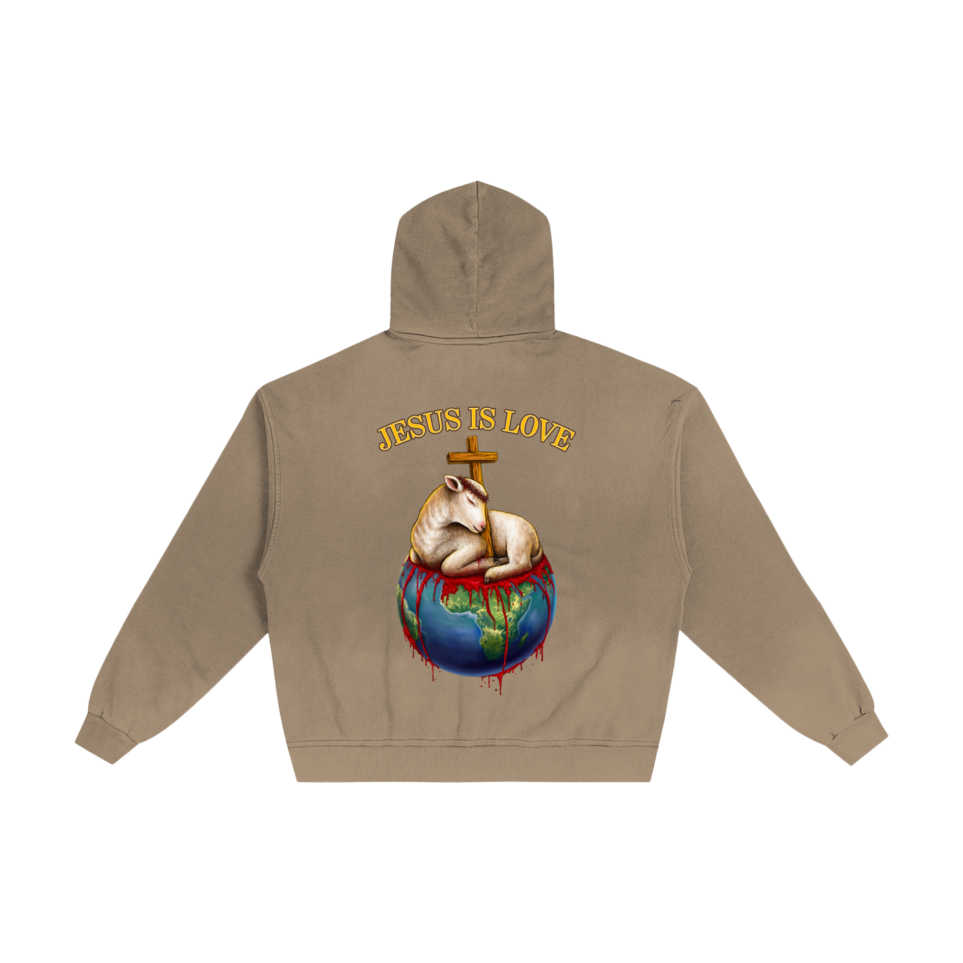 Jesus Is Love Sand Sunfaded Zip-Up Hoodie