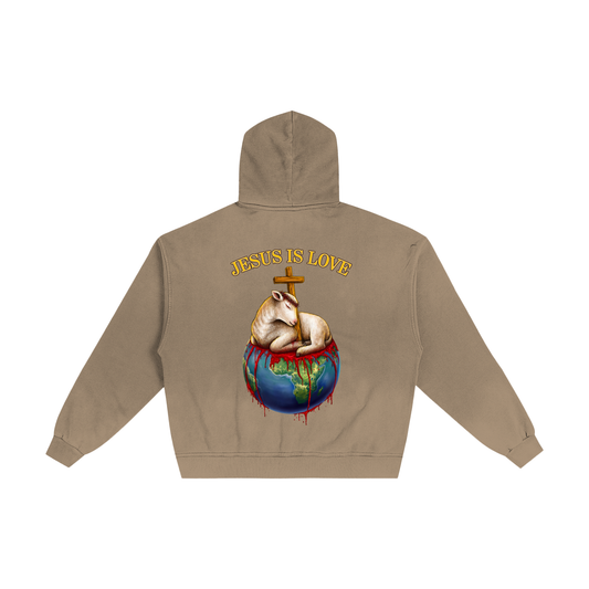 Jesus Is Love Sand Sunfaded Zip-Up Hoodie